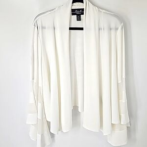 R & M Collection Women's Cream Draped Open-Front Shrug